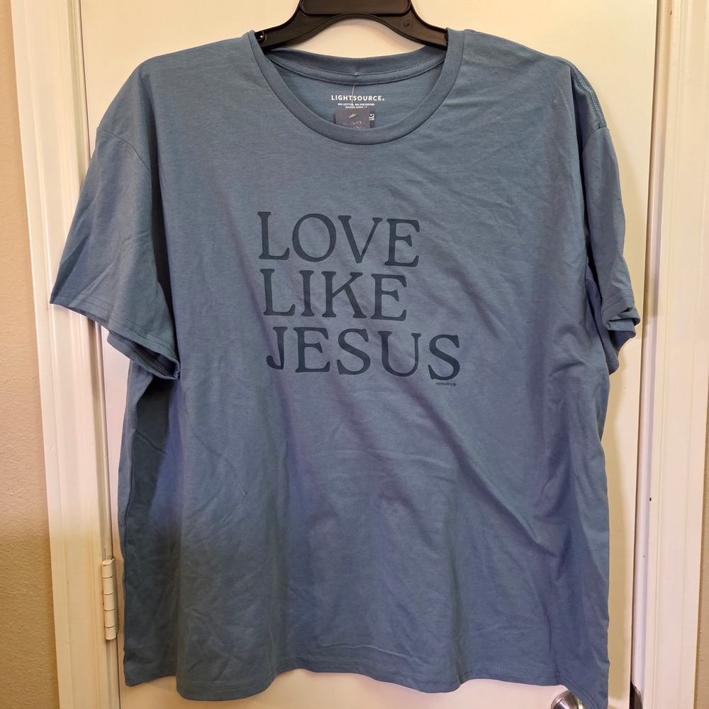 Lightsource Love Like Jesus Blue Boxy Fit Graphic Tee Shirt XL New John 1:5